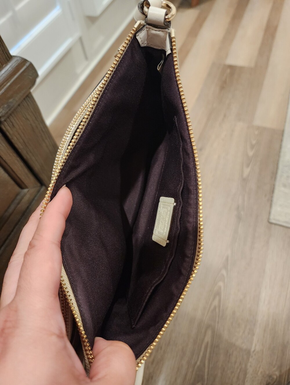 Coach Signature Tan Crossbody Bag with White Trim - Picture 11 of 16